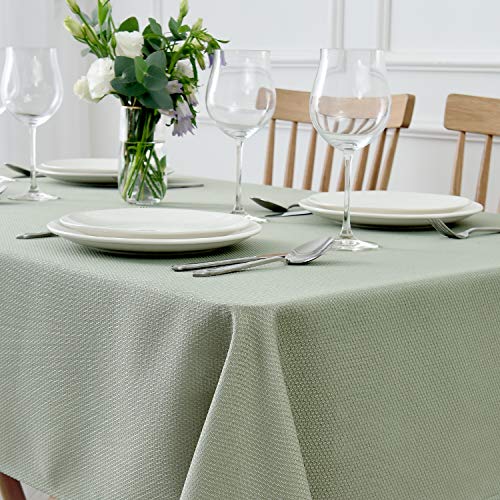 maxmill Rectangle Textured Tablecloth Waterproof Spillproof Wrinkle Free Table Cloth, Kitchen Dinning Tabletop Decoration, Fabric Table Cover for Outdoor and Indoor Use, 52 x 70 Inch, Sage Green