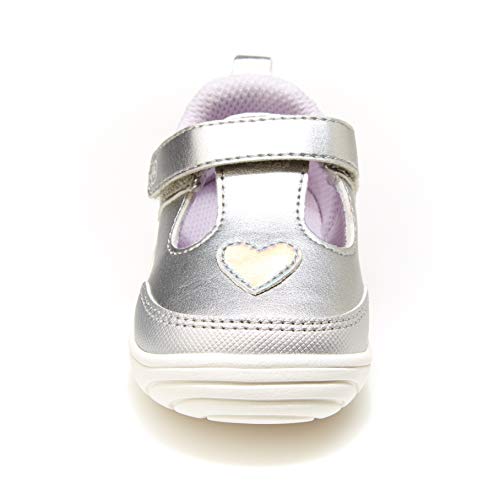 Stride Rite Baby Girls Mariella First Walker Shoe, Silver, 3 Infant