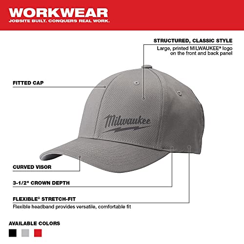 Milwaukee Small/Medium Gray Fitted Hat