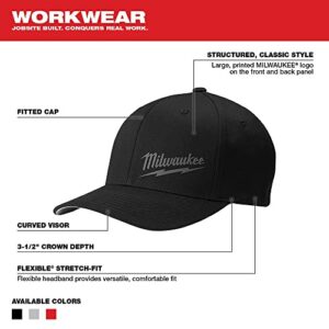 Milwaukee 504BLxl Fitted Hat 63% Polyester 34% Cotton 3% Spandex Black