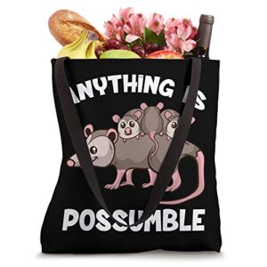 Funny Opossum Anything Is Possumble Cute Possum Family Tote Bag