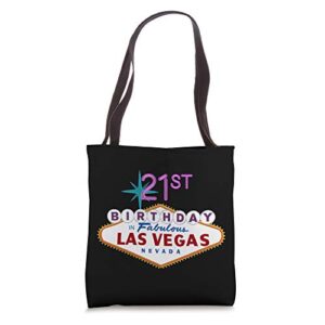 21st birthday in las vegas classic sign tote bag