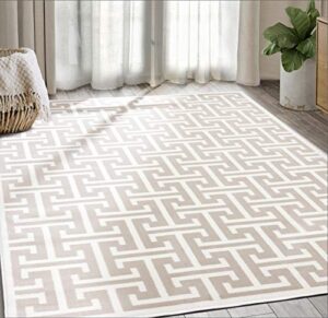 abani contemporary 3d beige & white geometric area rug – modern 7’9″ x 10’2″ arto collection neutral rug rugs