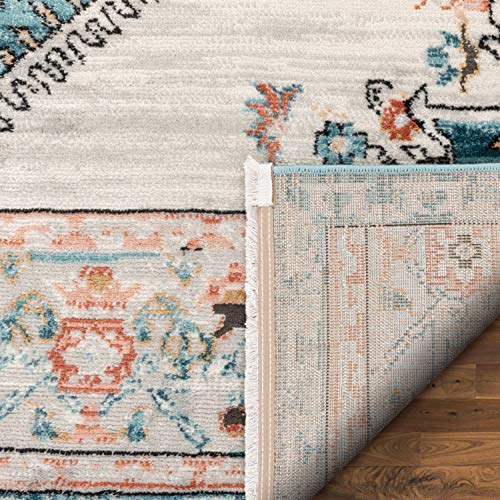 Well Woven Indira Manor Vintage Bohemian Medallion Oriental Blue 8x10 (7'10" X 9'10") Area Rug