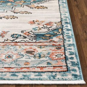 Well Woven Indira Manor Vintage Bohemian Medallion Oriental Blue 8x10 (7'10" X 9'10") Area Rug