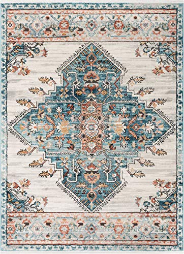 Well Woven Indira Manor Vintage Bohemian Medallion Oriental Blue 8x10 (7'10" X 9'10") Area Rug