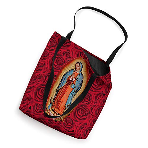 Our Lady Virgen De Guadalupe Virgin Mary Rose Floral Tote Bag