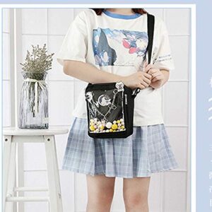 Ita Bag Small Clear Crossbody Bag Mini DIY Transparent Shoulder Messenger Bag Purse Grils Anime Satchels For Lolita Comic Cosplay Itabags For Women, Black