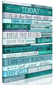 aburaeart inspirational wall-art – quotes office wall decor – teal wall decor for bedroom – word artwork for home walls size 12×16