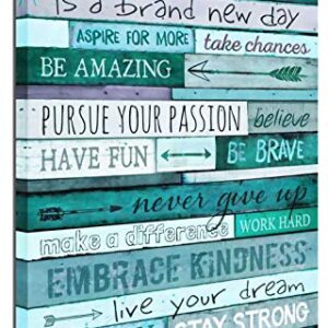 aburaeart Inspirational Wall-Art - Quotes Office Wall Decor - Teal Wall Decor For Bedroom - Word Artwork For Home Walls Size 12x16