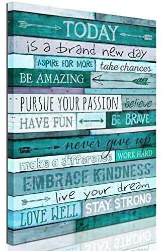 aburaeart Inspirational Wall-Art - Quotes Office Wall Decor - Teal Wall Decor For Bedroom - Word Artwork For Home Walls Size 12x16