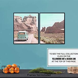 Desert Cactus Travel Photo Set - 8x10 Volkswagen Van Picture Posters - Gift for American West Photography Fans - Unframed Wall Art Prints