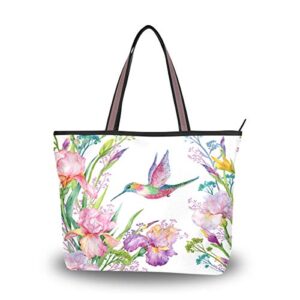 spring hummingbird birds flowers handbags and purse for women tote bag large capacity top handle shopper shoulder bag