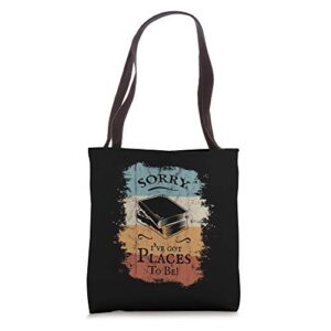 sorry i’ve got places to be & books to read | retro bookworm tote bag