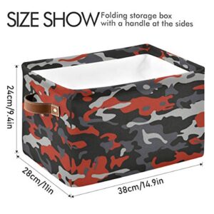 Baofu Large Storage Basket Square Foldable Canvas Laundry Baskets Bin Waterproof Inner Layer with Sturdy Handles for Kids Toy Nursery Blanket Clothes Decorative- Camo Pattern