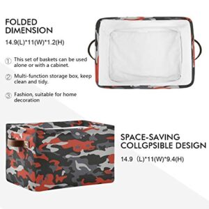 Baofu Large Storage Basket Square Foldable Canvas Laundry Baskets Bin Waterproof Inner Layer with Sturdy Handles for Kids Toy Nursery Blanket Clothes Decorative- Camo Pattern