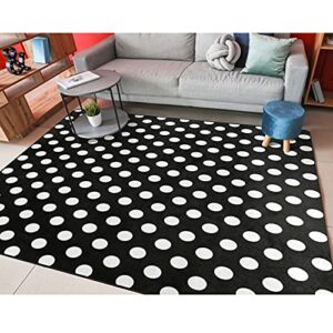 alaza black white polka dot non slip area rug 4′ x 5′ for living dinning room bedroom kitchen hallway office modern home decorative