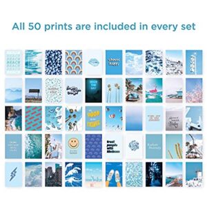 HAUS AND HUES Blue Photo Collage Kit for Wall Aesthetic Décor Beach Aesthetic Posters & Aesthetic Pictures for Wall Collage | Aesthetic Blue Wall Collage Kits College Room Decor (Set of 50)