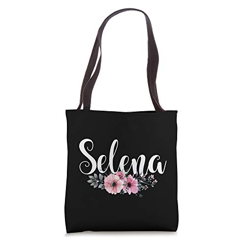 Selena-Name Personalized Floral Pink Black Women Girls Gift Tote Bag