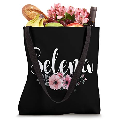 Selena-Name Personalized Floral Pink Black Women Girls Gift Tote Bag