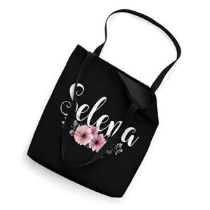 Selena-Name Personalized Floral Pink Black Women Girls Gift Tote Bag