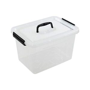 farmoon 12 quart clear storage bin, plastic stackable box/cotainer with lid and black handle