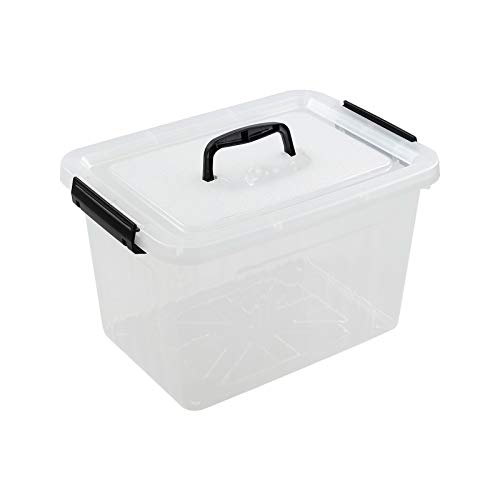 Farmoon 12 Quart Clear Storage Bin, Plastic Stackable Box/Cotainer with Lid and Black Handle