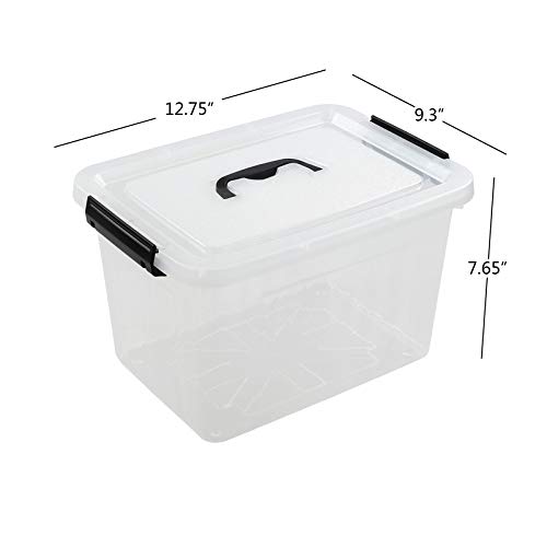 Farmoon 12 Quart Clear Storage Bin, Plastic Stackable Box/Cotainer with Lid and Black Handle