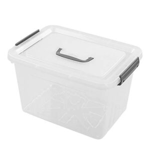 farmoon 12 quart clear storage bin, plastic stackable box/cotainer with lid and grey handle