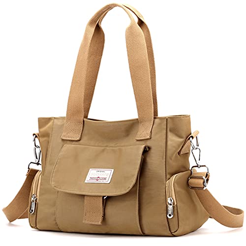 Scioltoo Satchel Handbags for Women,Cute Ladies Shoulder Cross Body Purses with Lots of Pockets Mult-Pockets Hobo Sturdy and Lightweight Satchel Khaki