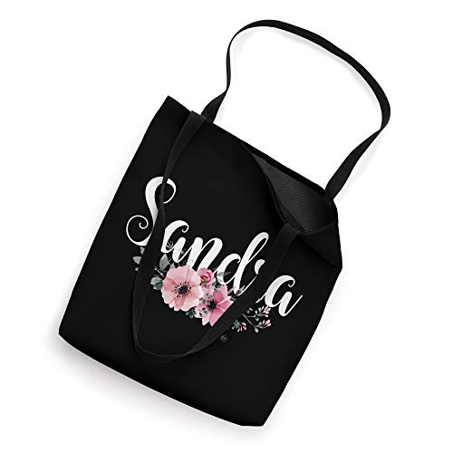 Sandra Name Personalized Floral Pink Black Women Girls Gift Tote Bag