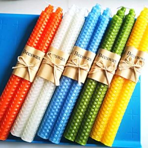 Beeswax Taper Candles – Handmade Natural Unscented Pure Beeswax 9 inch 5 Pairs Tapered Candles for Home by Toolart - Tall Decorative Odorless Variety Color Pack for All Occasions Great As Gifts