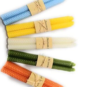 Beeswax Taper Candles – Handmade Natural Unscented Pure Beeswax 9 inch 5 Pairs Tapered Candles for Home by Toolart - Tall Decorative Odorless Variety Color Pack for All Occasions Great As Gifts