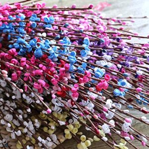 5Pcs 75CM Long Artificial Flower Winter Jasmine Folk Pip Berry Plant Dry Branches for Wedding Home Office Party Hotel Table Vase Christmas Decor - Blue