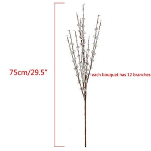 5Pcs 75CM Long Artificial Flower Winter Jasmine Folk Pip Berry Plant Dry Branches for Wedding Home Office Party Hotel Table Vase Christmas Decor - Blue