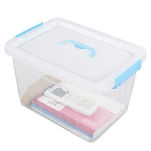 hespama 12 quart storage bin, plastic latching box/container with clear lid, blue handle and latches, 1 pack