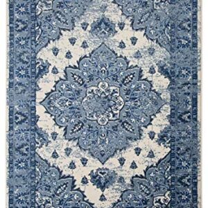 PRIYATE Distressed Vintage Indoor Area Rug 8' x 10' – Persian Style, Medallion, Oriental, Odelia Collection - Easy Clean, Pet Friendly, High Traffic Carpet - Bedroom, Hallway, Living & Dining Room