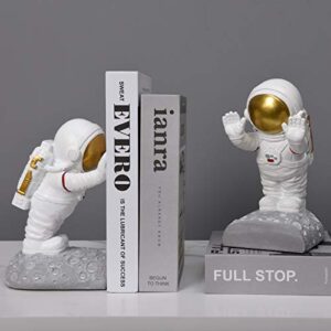 Kakizzy Astronaut Bookends for Kids, Space Bookends Astronaut Decor Decorative Book Ends for Space Decor Gold Home Decor(Astronaut A-Gold)