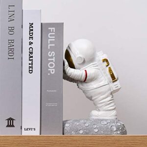 Kakizzy Astronaut Bookends for Kids, Space Bookends Astronaut Decor Decorative Book Ends for Space Decor Gold Home Decor(Astronaut A-Gold)