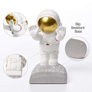 Kakizzy Astronaut Bookends for Kids, Space Bookends Astronaut Decor Decorative Book Ends for Space Decor Gold Home Decor(Astronaut A-Gold)