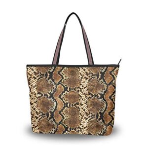 qmxo snake skin print handbags and purse for women tote bag large capacity top handle shopper shoulder bag