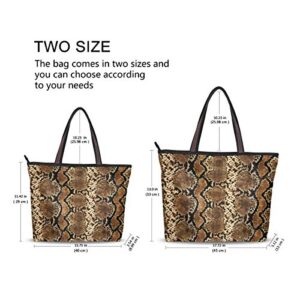 QMXO Snake Skin Print Handbags and Purse for Women Tote Bag Large Capacity Top Handle Shopper Shoulder Bag