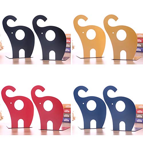 Loupdeloup Cute Bookends, Non Skid Elephant Animal Book Ends for Shelves Decorative for Kids Blue 1 Pair