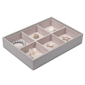 vlando miller jewelry tray-six compartment,multiple color combinations, large capacity multi-layer design and fashion(grey)