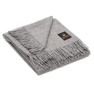 100% Baby Alpaca Wool Blanket Throw Solid Color Design for Bed Couch Sofa Soft Warm Peruvian Alpaca Wool Blankets 72" x 52" (Gray)