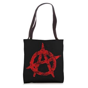 anarchist symbol distressed political anarchy rock star gift tote bag