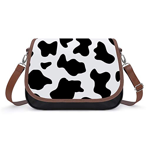 huizehonghong Animal Print Black And White Milk Cow Skin Printed Design Satchel Handbag for Women, Ultra Soft Leather Crossbody Bag, Shoulder Bag, Tote Purse