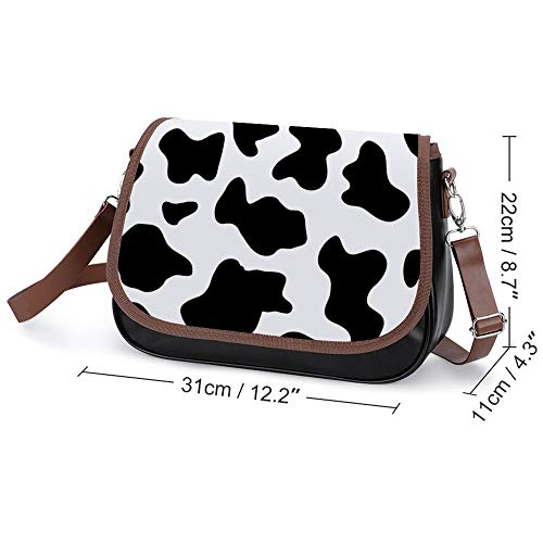 huizehonghong Animal Print Black And White Milk Cow Skin Printed Design Satchel Handbag for Women, Ultra Soft Leather Crossbody Bag, Shoulder Bag, Tote Purse