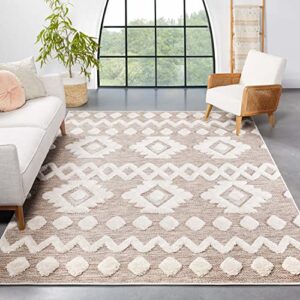 well woven bellagio chiara tribal moroccan beige flat-weave 5’3″ x 7’3″ area rug