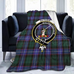 jun2k ultra-soft micro fleece blanket,guthrie tartan clan badge throw blanket sheet 80″x60″